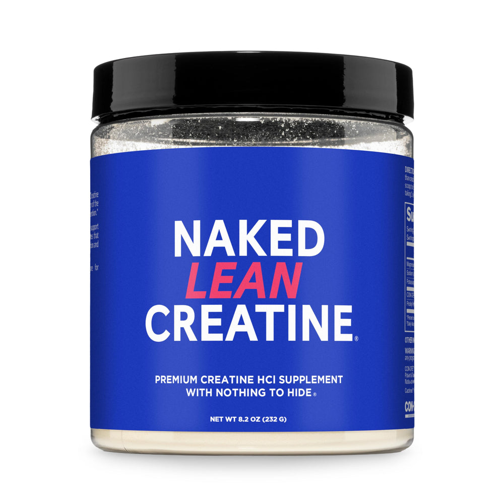 NAKED Lean Creatine HCl Powder bottle with hydration-friendly formula and clean label.