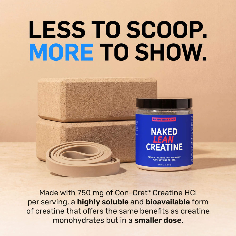 NAKED Lean Creatine HCl with prickly pear extract hints natural water balance support.