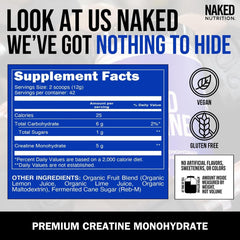 NAKED vegan non-GMO gluten-free ingredients in lemon lime formula