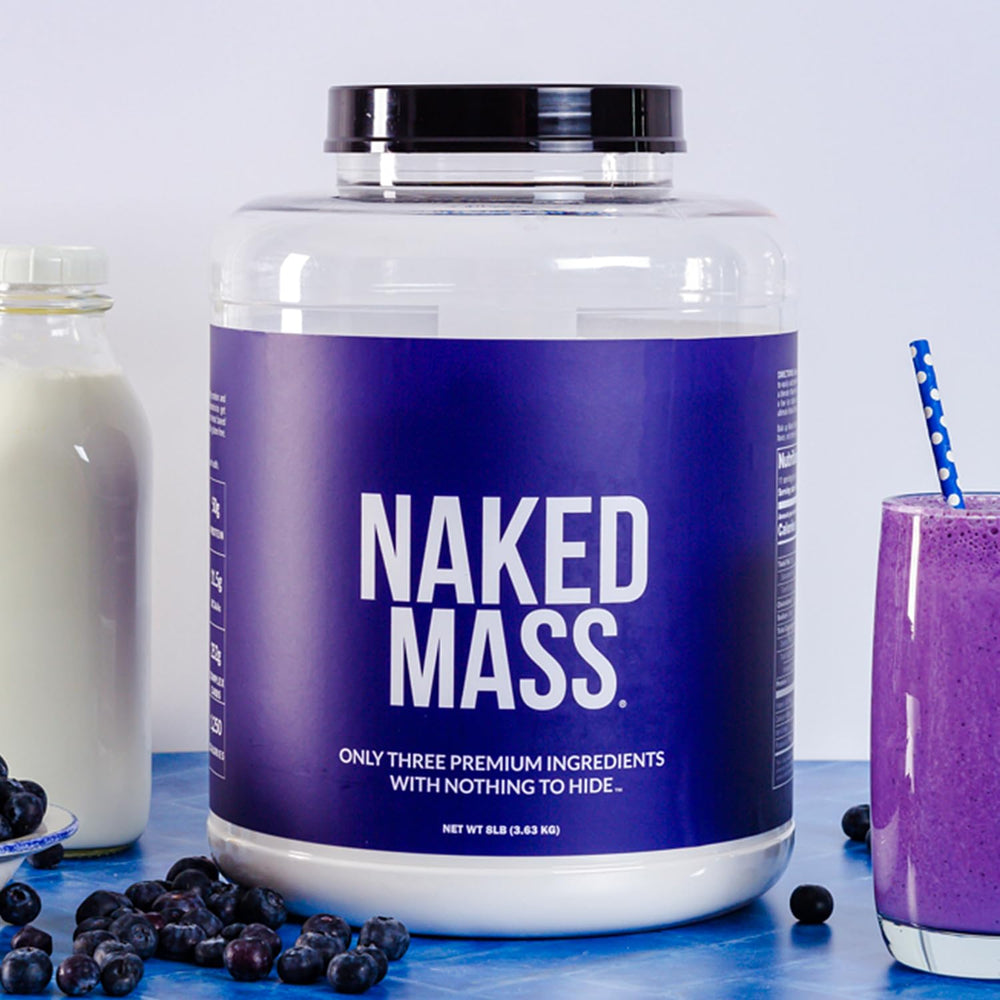NAKED Mass chocolate serving setup with prepared shake