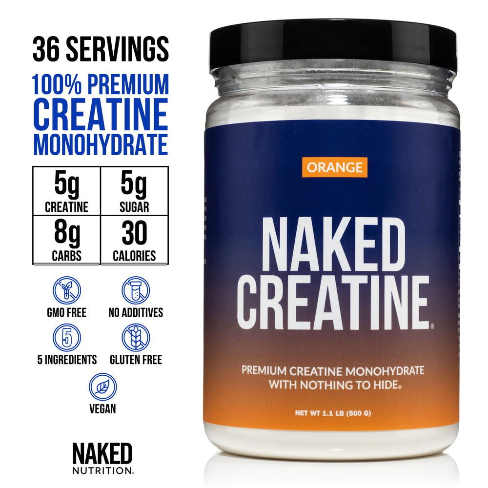 NAKED orange creatine dissolves quickly in water for smooth drinks.