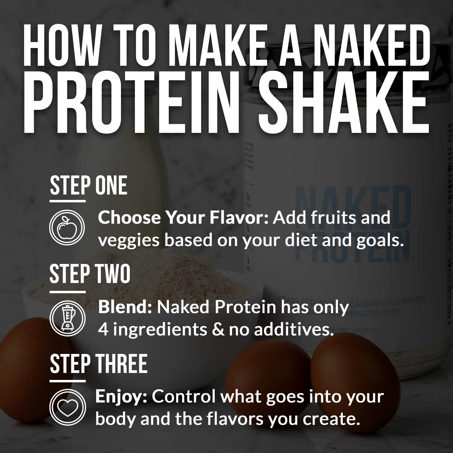 NAKED Protein Powder Blend powder in a bowl ready to blend.