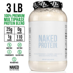 NAKED Protein Powder Blend close-up of whey, casein, and egg whites.