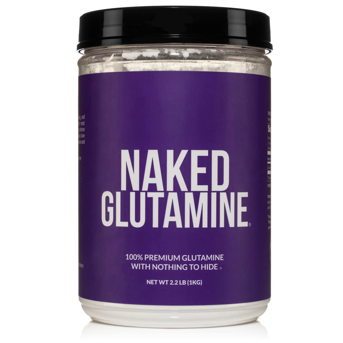 NAKED Pure L-Glutamine powder bottle for recovery and muscle support.