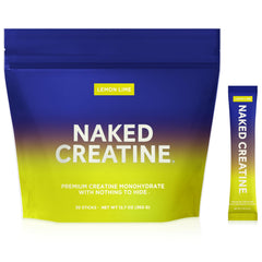 Naked Pure Micronized Creatine Lemon Lime stick pack ready to dissolve in water for quick mix