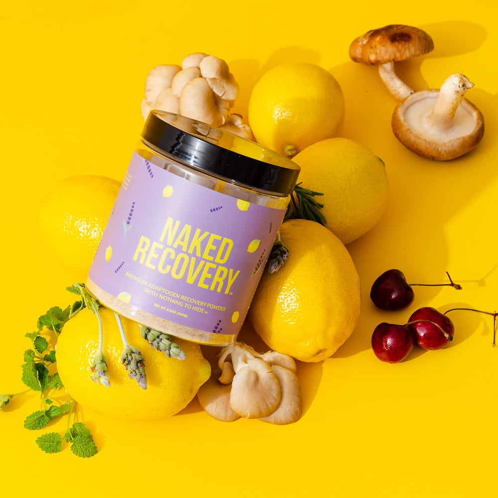 NAKED Recovery lemon balm leaf accent suggesting calming benefits