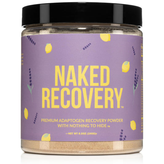 NAKED Recovery powder tub ready to mix for post-workout support