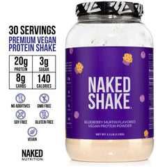 NAKED Shake Blueberry Muffin Powder scoop and glass ready for fast refuel