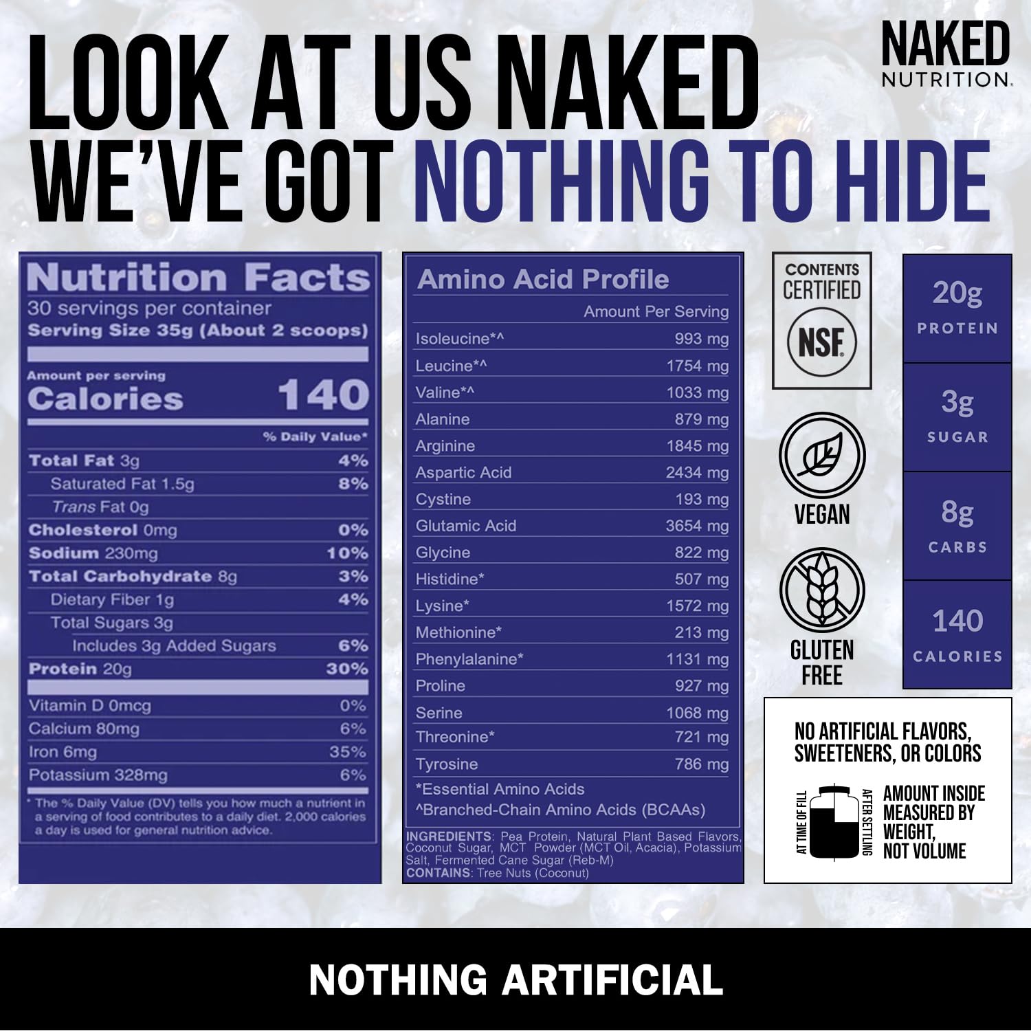 NAKED Shake NSF-certified label signaling purity and safety