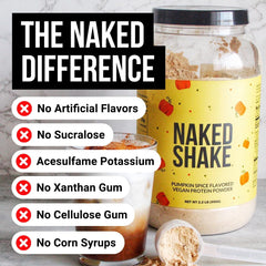 NAKED Shake pumpkin-spice protein powder pour for creamy shakes.