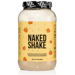 NAKED Shake pumpkin-spice protein powder tub for quick protein boost.