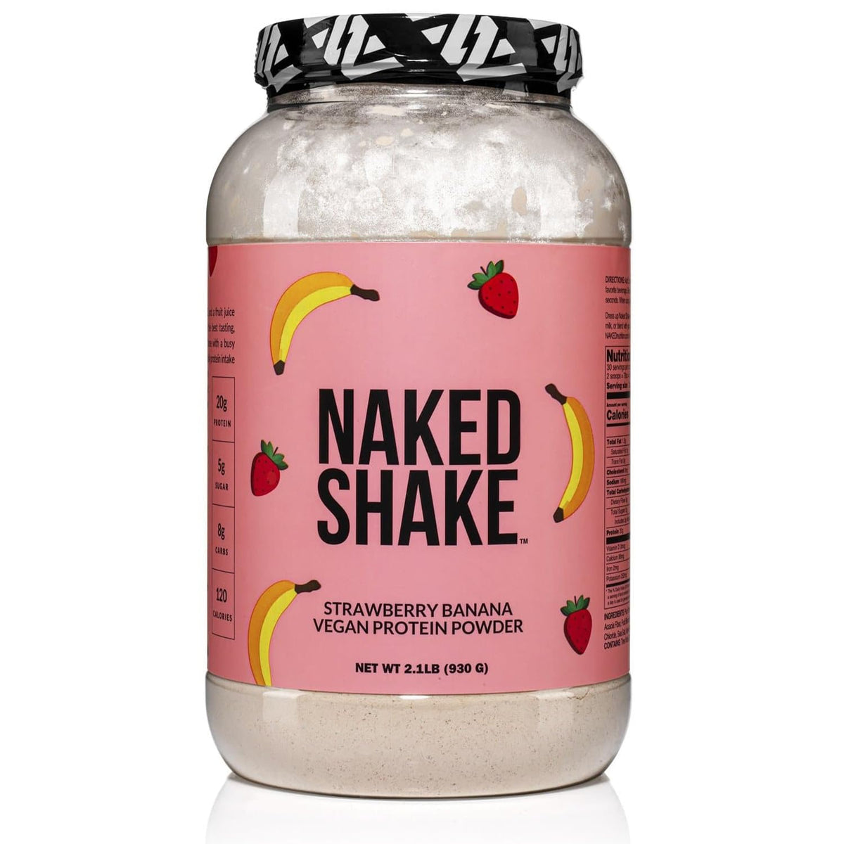 NAKED Shake Strawberry Banana in a glass shows a creamy, protein-rich shake for busy days.