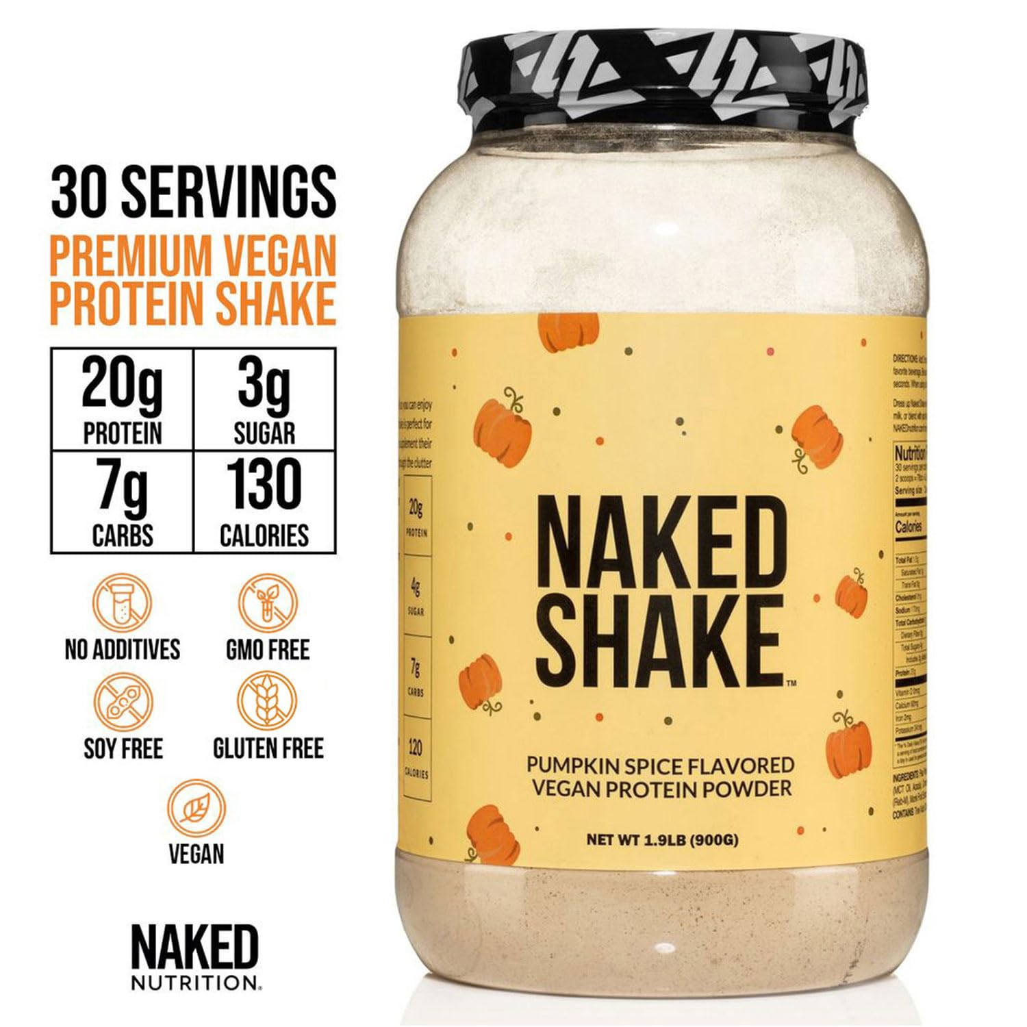 NAKED Shake USA/Canada pea protein source highlights plant-based protein.