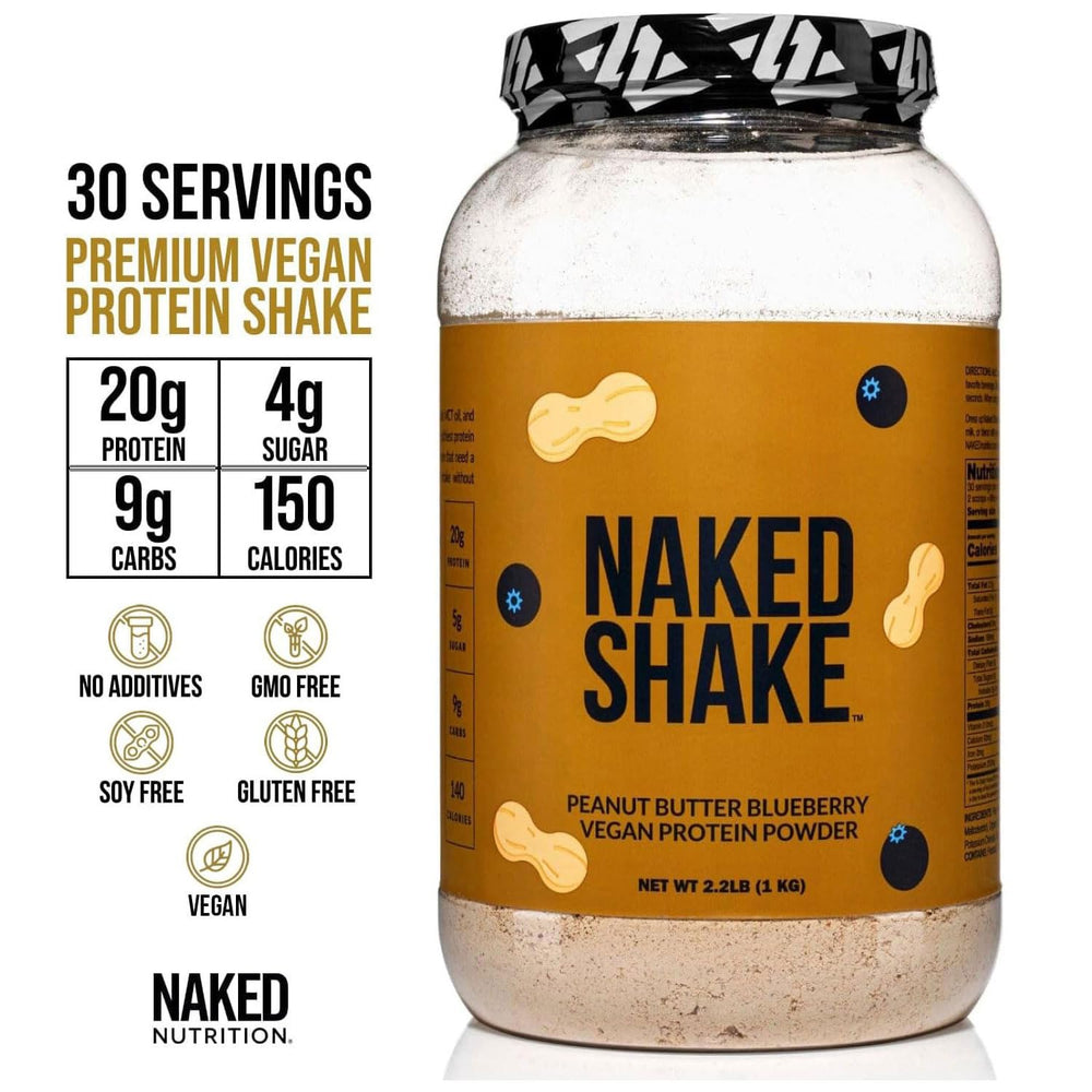 NAKED Shake yellow split peas usa canada origin, highlighting the plant protein source.