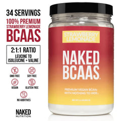 NAKED Strawberry Lemonade BCAAs powder scoop for easy portioning during training.