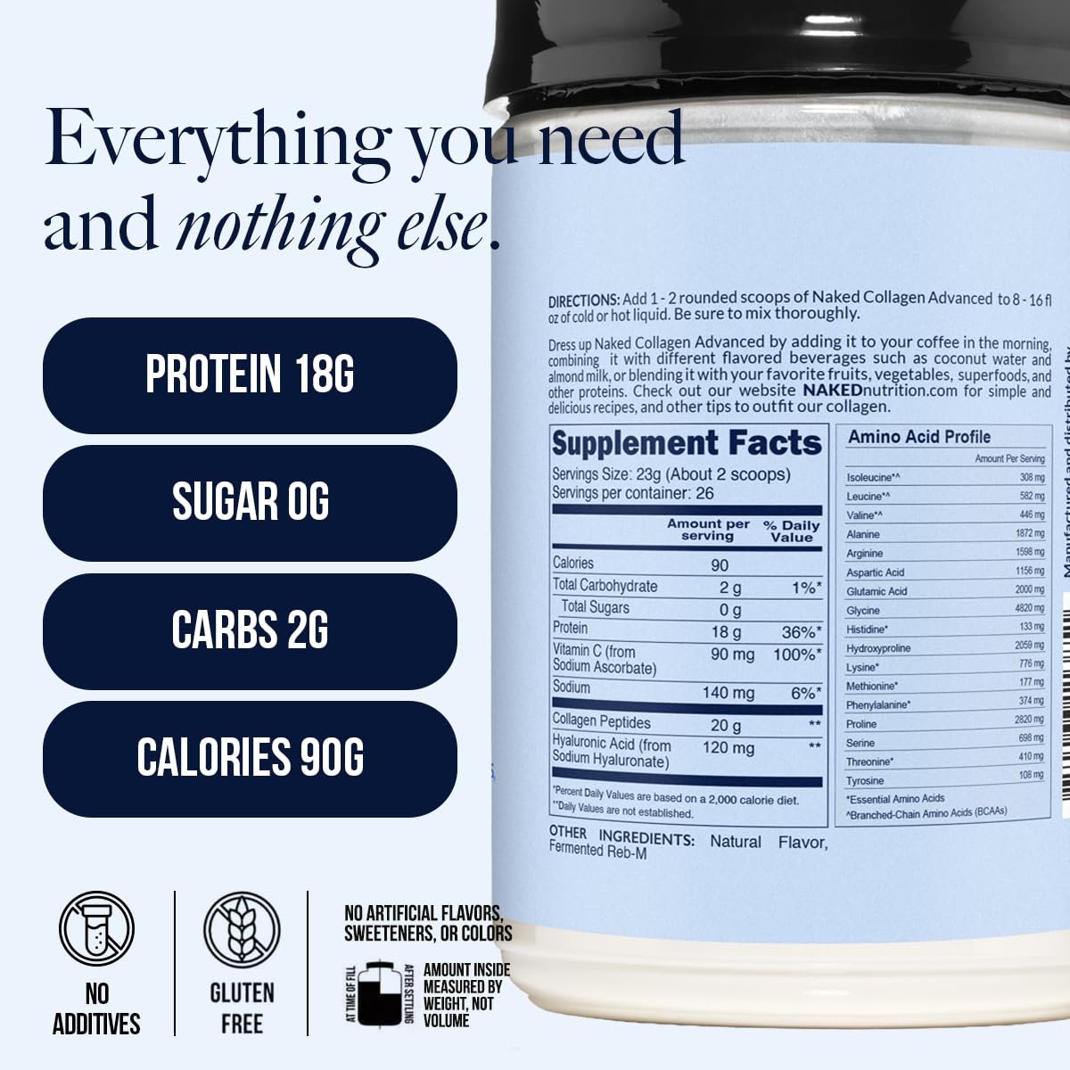 NAKED Vanilla Collagen Advanced pasture-raised sourcing highlights quality protein
