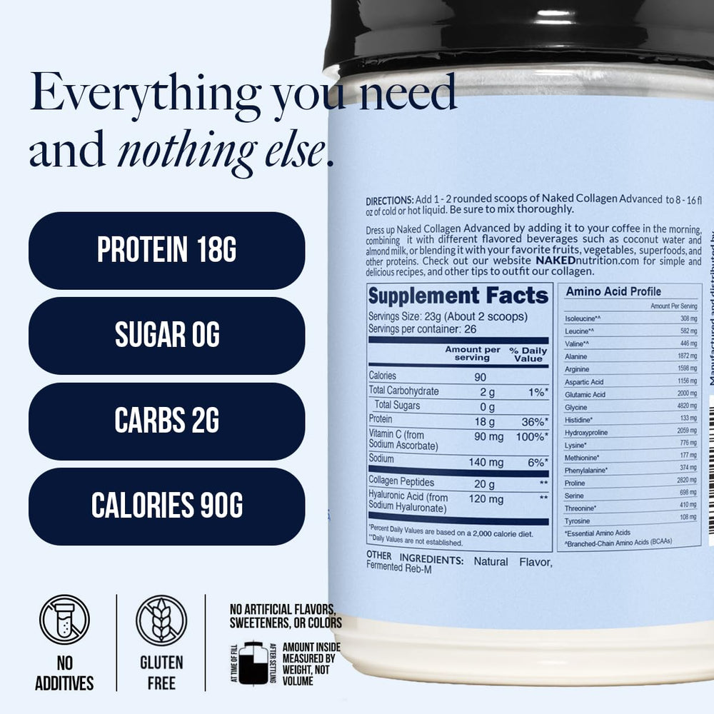 NAKED Vanilla Collagen Advanced pasture-raised sourcing highlights quality protein
