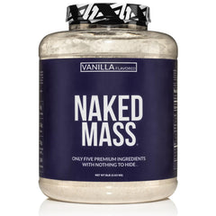 NAKED Vanilla Mass bottle poured for on-the-go nutrition