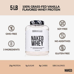 NAKED Vanilla Whey 5lb bulk pack offers long-term protein nutrition.