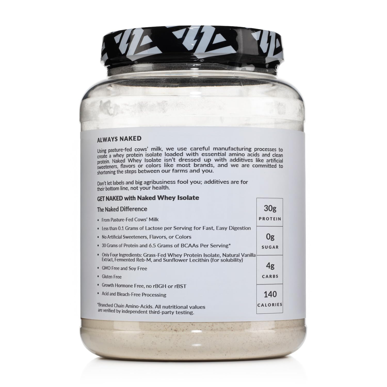 NAKED Vanilla Whey Isolate from New Zealand pasture-fed cows.