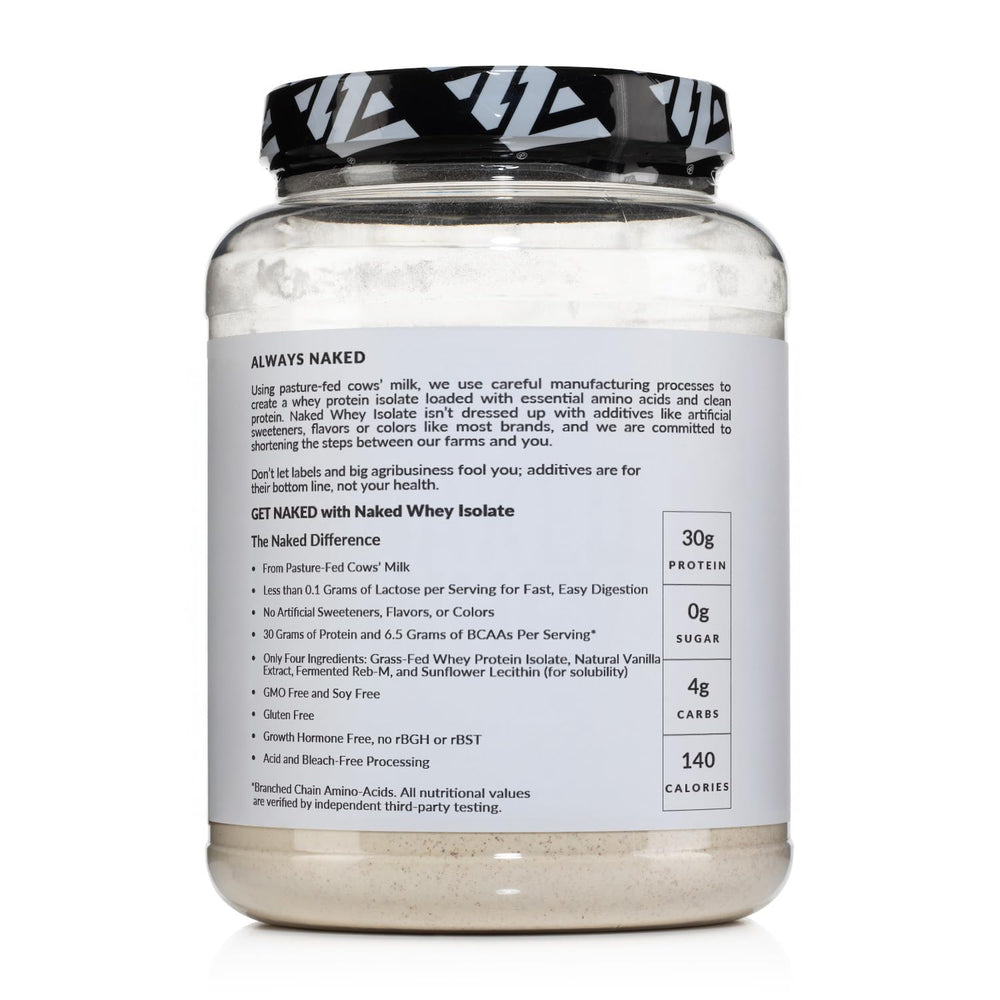 NAKED Vanilla Whey Isolate from New Zealand pasture-fed cows.