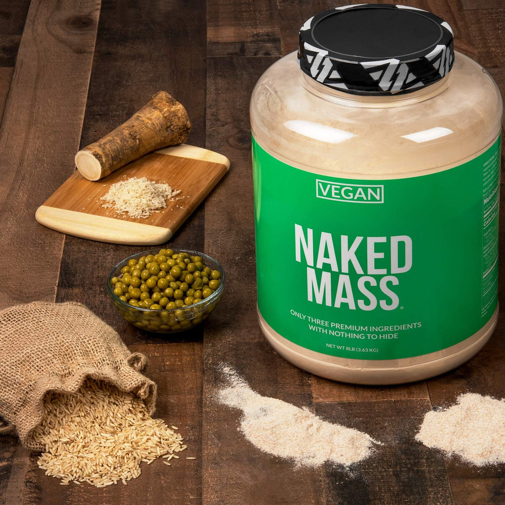 NAKED Vegan Mass bulk tub showcases 12 lb size for ongoing use.