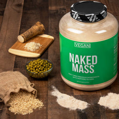 NAKED Vegan Mass bulk tub showcases 12 lb size for ongoing use.