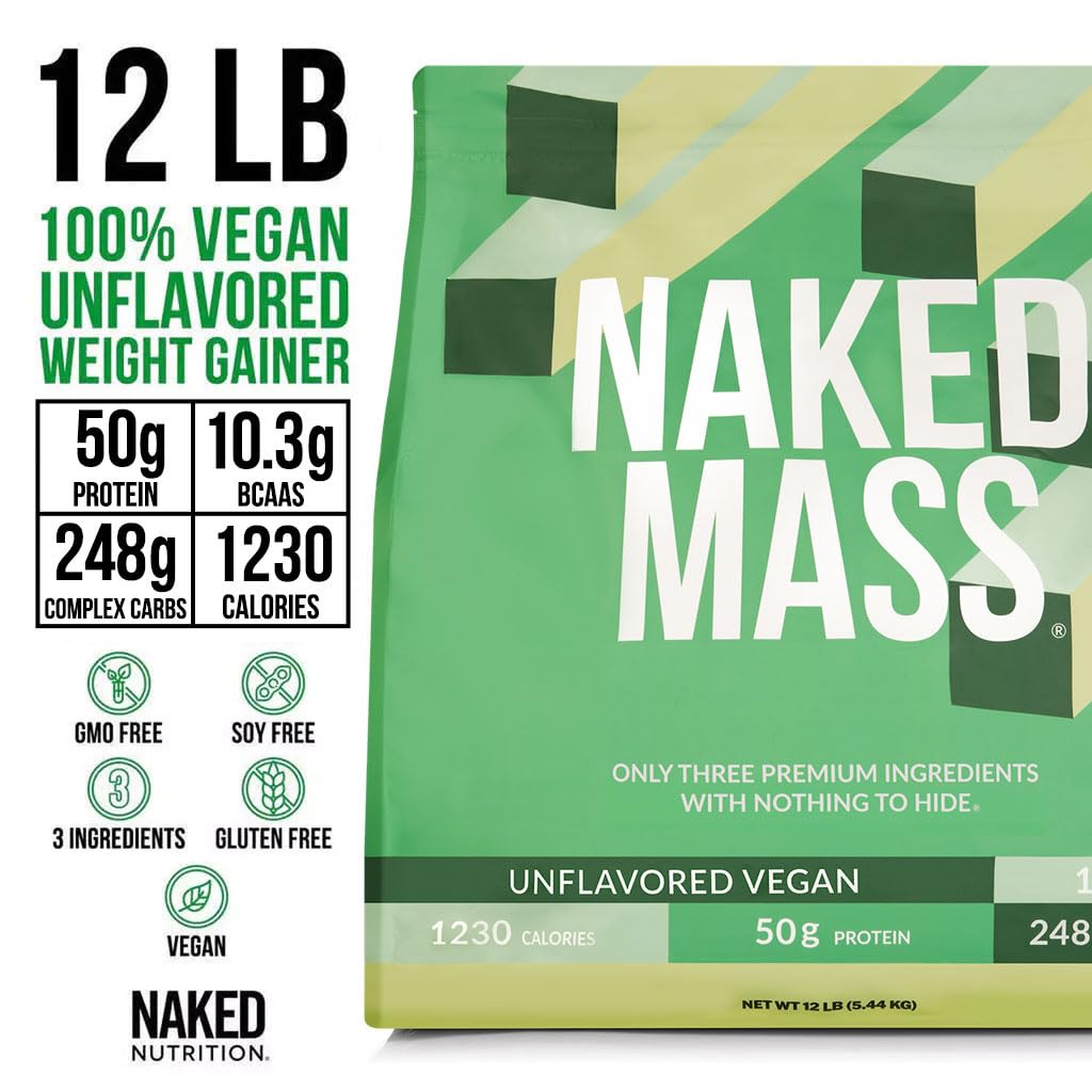 NAKED Vegan Mass shake in glass showing creamy, calorie-dense vegan nutrition
