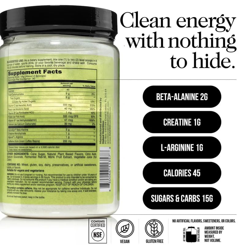NAKED Watermelon Energy ingredients label reveals key nutrients and amounts.