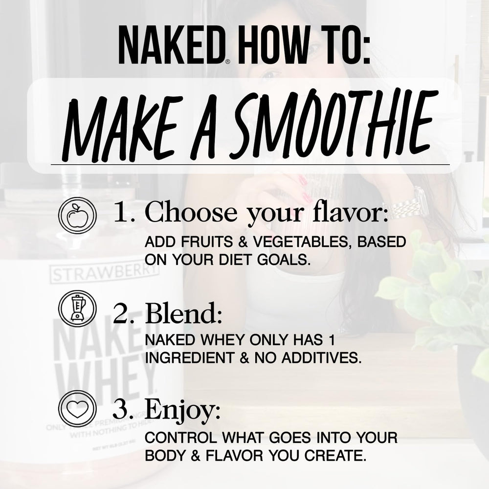 Ingredients list of Naked Whey Chocolate emphasizing clean ingredients.