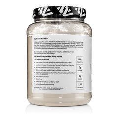 NAKED Whey Isolate no artificial sweeteners claim on jar