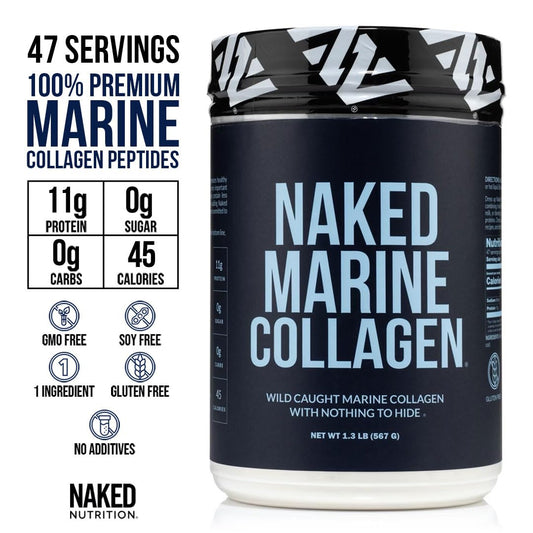 NAKED wild-caught cod collagen bottle shows pure source.