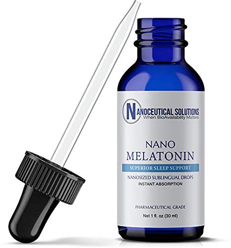 Nanoceutical Solutions Nano Melatonin drops bottle and dropper for fast sublingual sleep support.