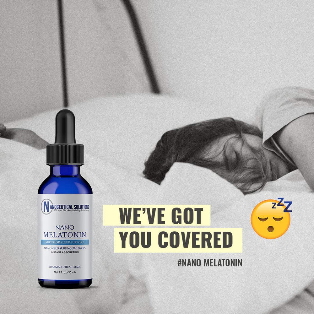 Nano Melatonin drops with a pre-measured 1ml dropper for quick absorption and calm evenings.