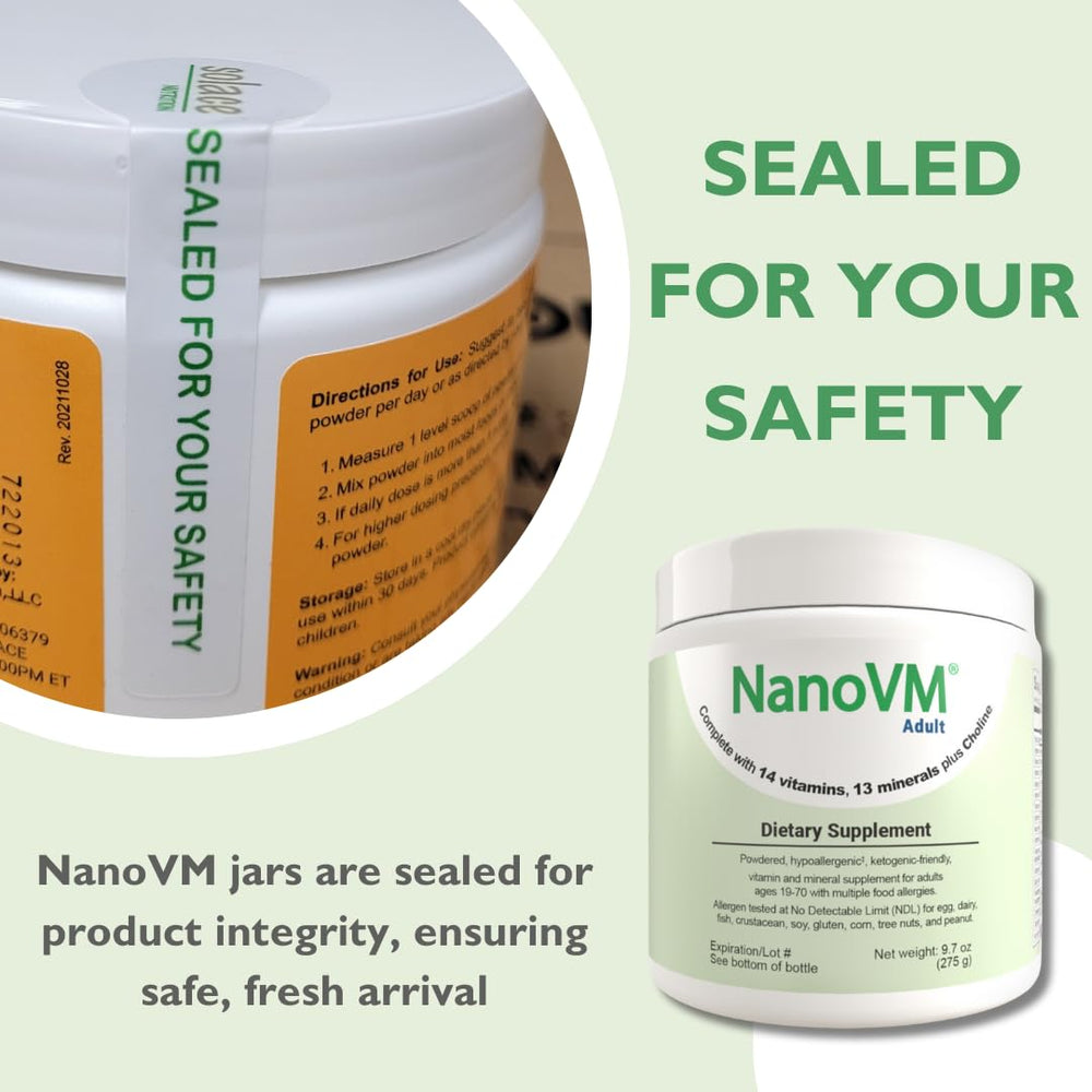 NanoVM mix-into-yogurt-friendly powder blends smoothly, creating a tasty nutritious snack.