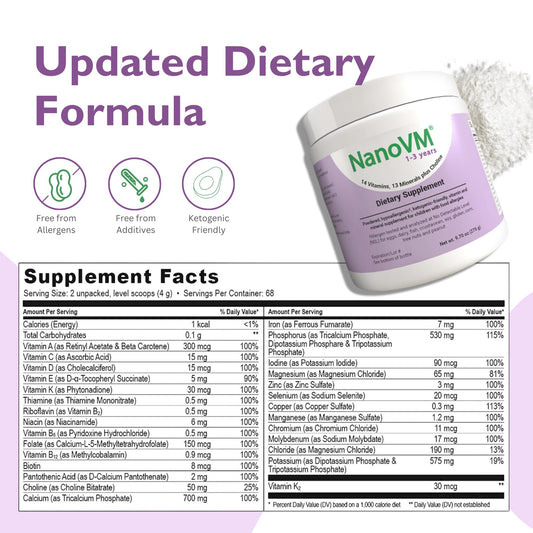 NanoVM nutrient-dense formula powder ready to mix.