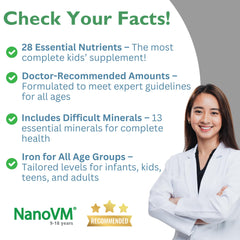 NanoVM powder stirred into yogurt for kid-friendly nutrition.