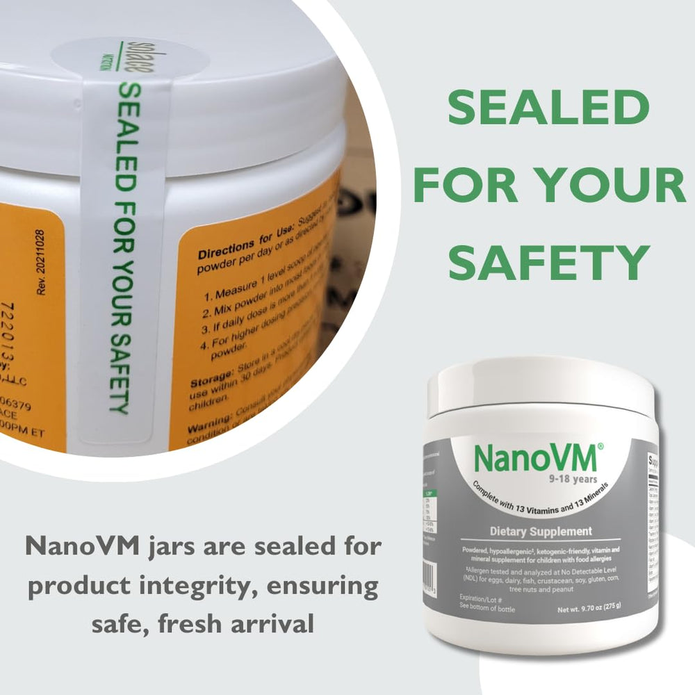 Sealed NanoVM jar ensures safety and freshness for families.