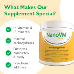 NanoVM Senior 71+ clean label, gluten-free and allergen-free formula