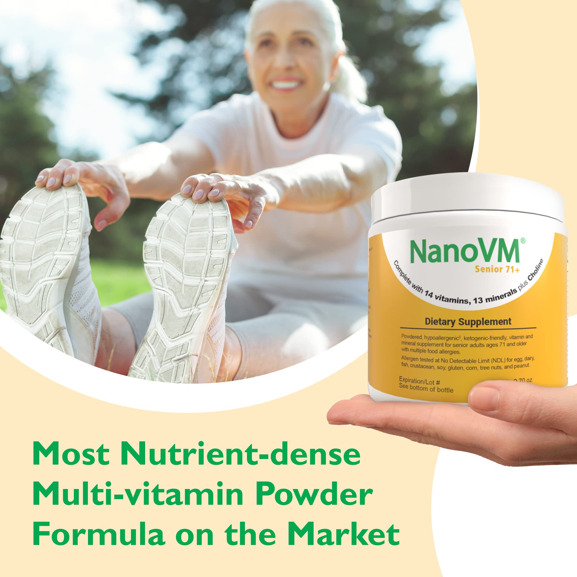NanoVM Senior 71+ ready-to-use kitchen setup for easy supplementation