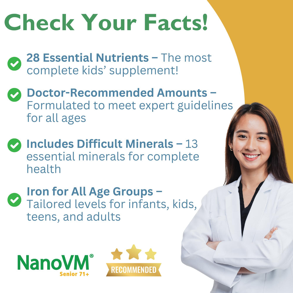 NanoVM Senior 71+ scoop with powder, convenient daily nutrition