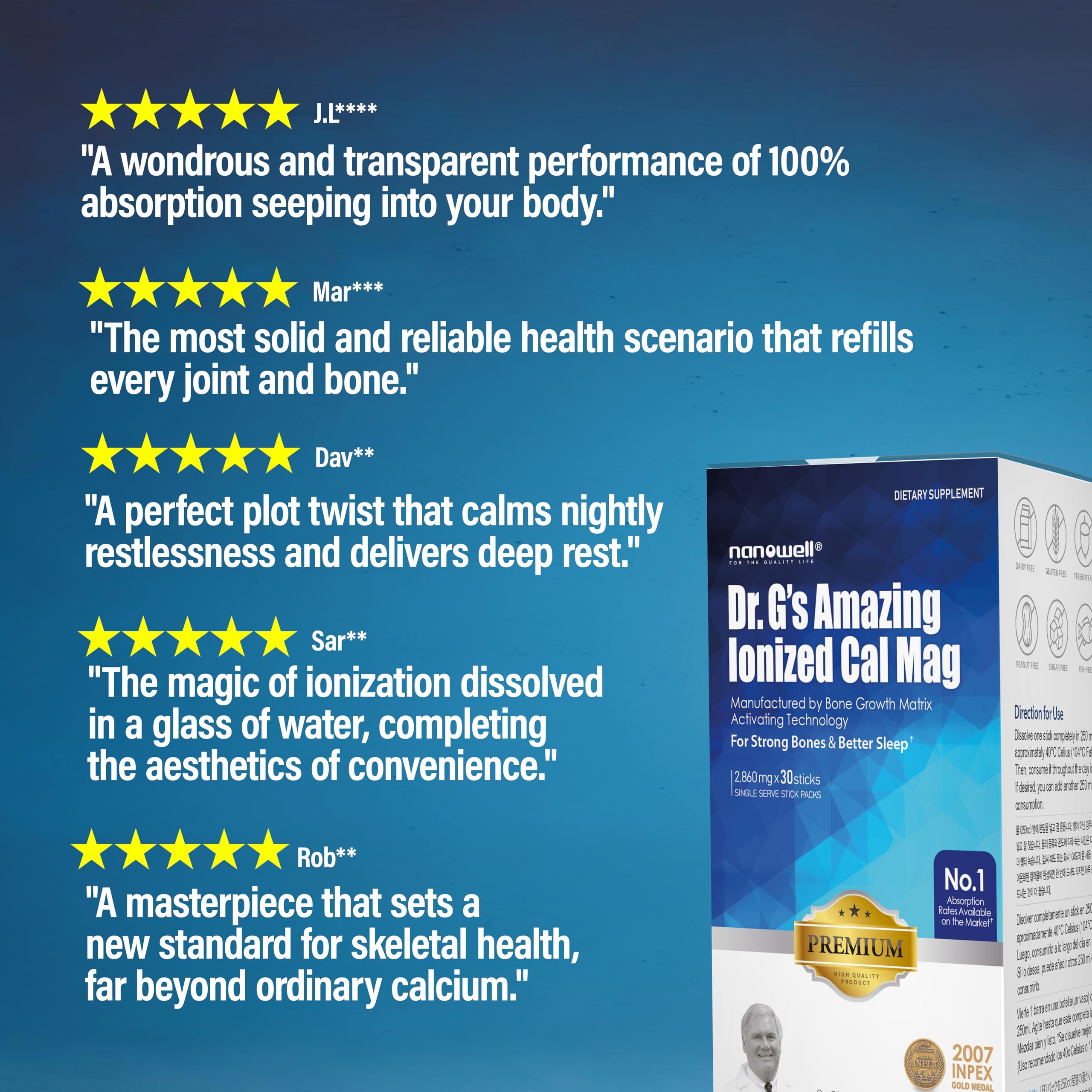 NANOWELL Dr. G's stick mixed into warm water for easy daily dosing.