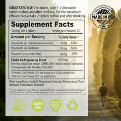 NANOWELL Fresh AM Detox packaging detail highlighting DHM, milk thistle, and vitamins.