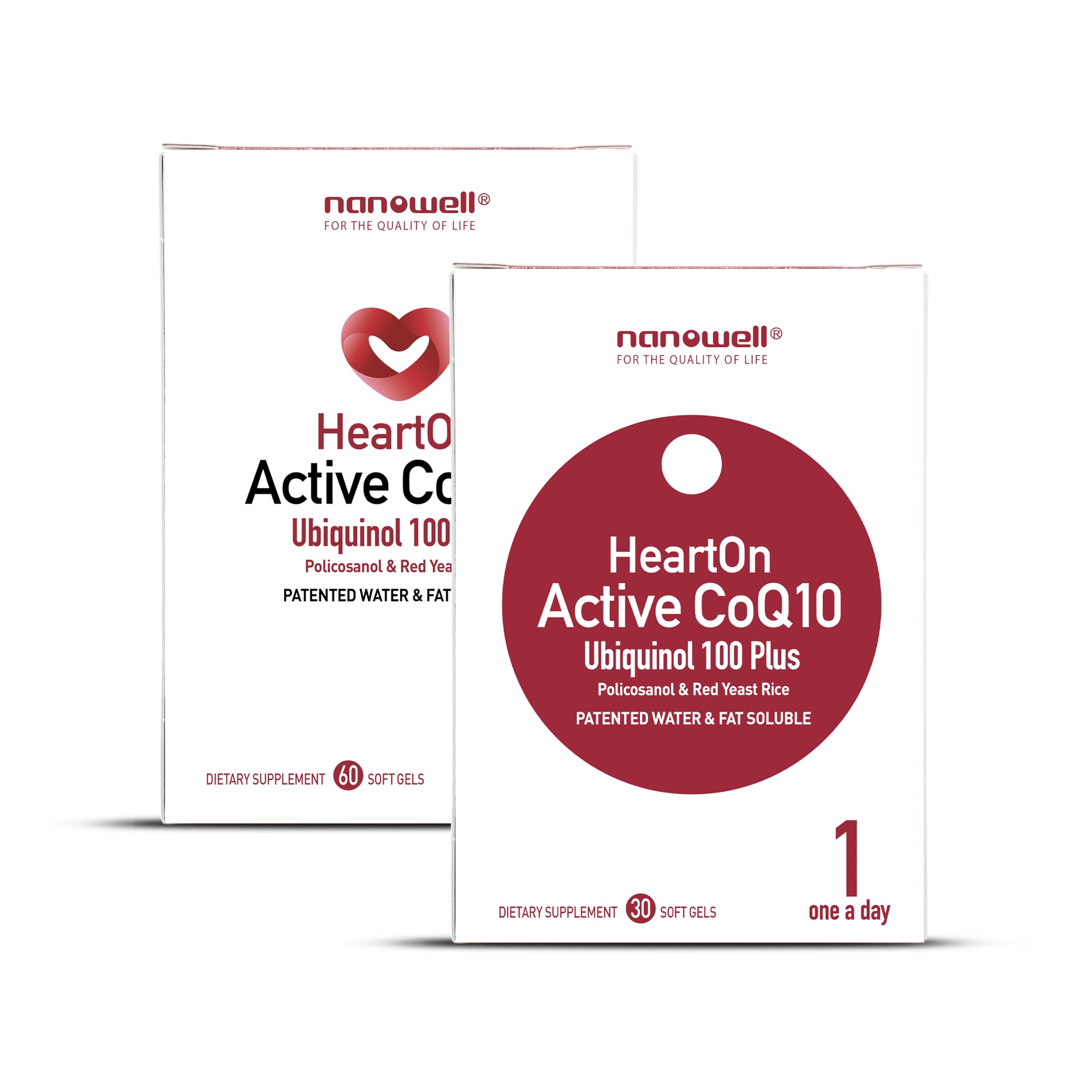 NANOWELL HeartOn Active CoQ10 ingredients icons.