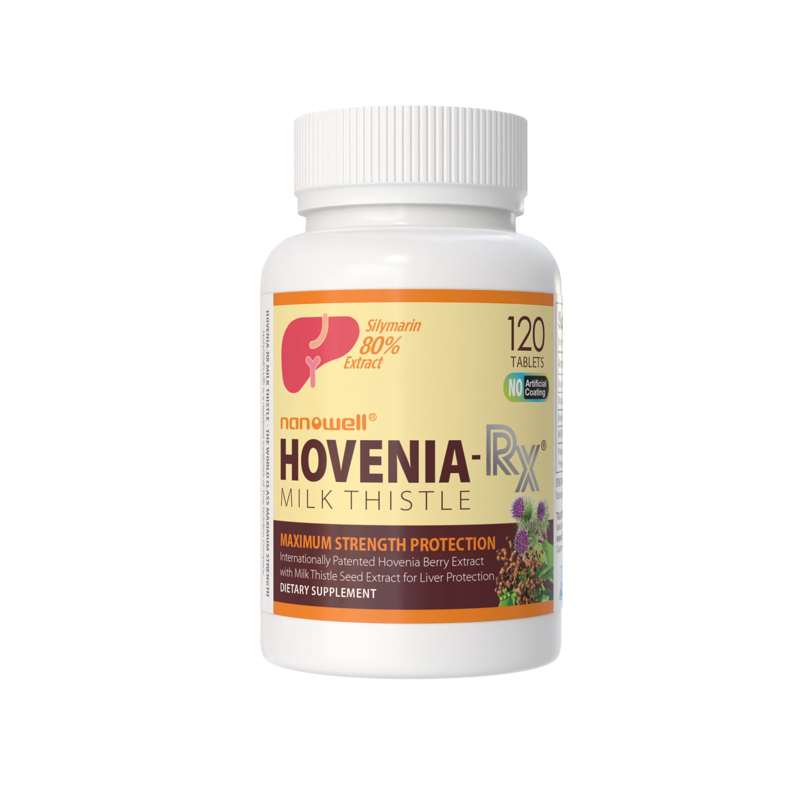 NANOWELL Hovenia-RX bottle front showing liver support tablets for daily wellness