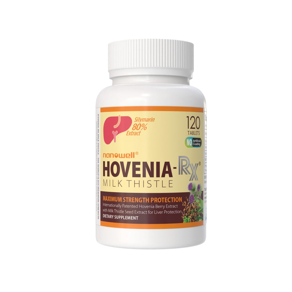 NANOWELL Hovenia-RX bottle front showing liver support tablets for daily wellness