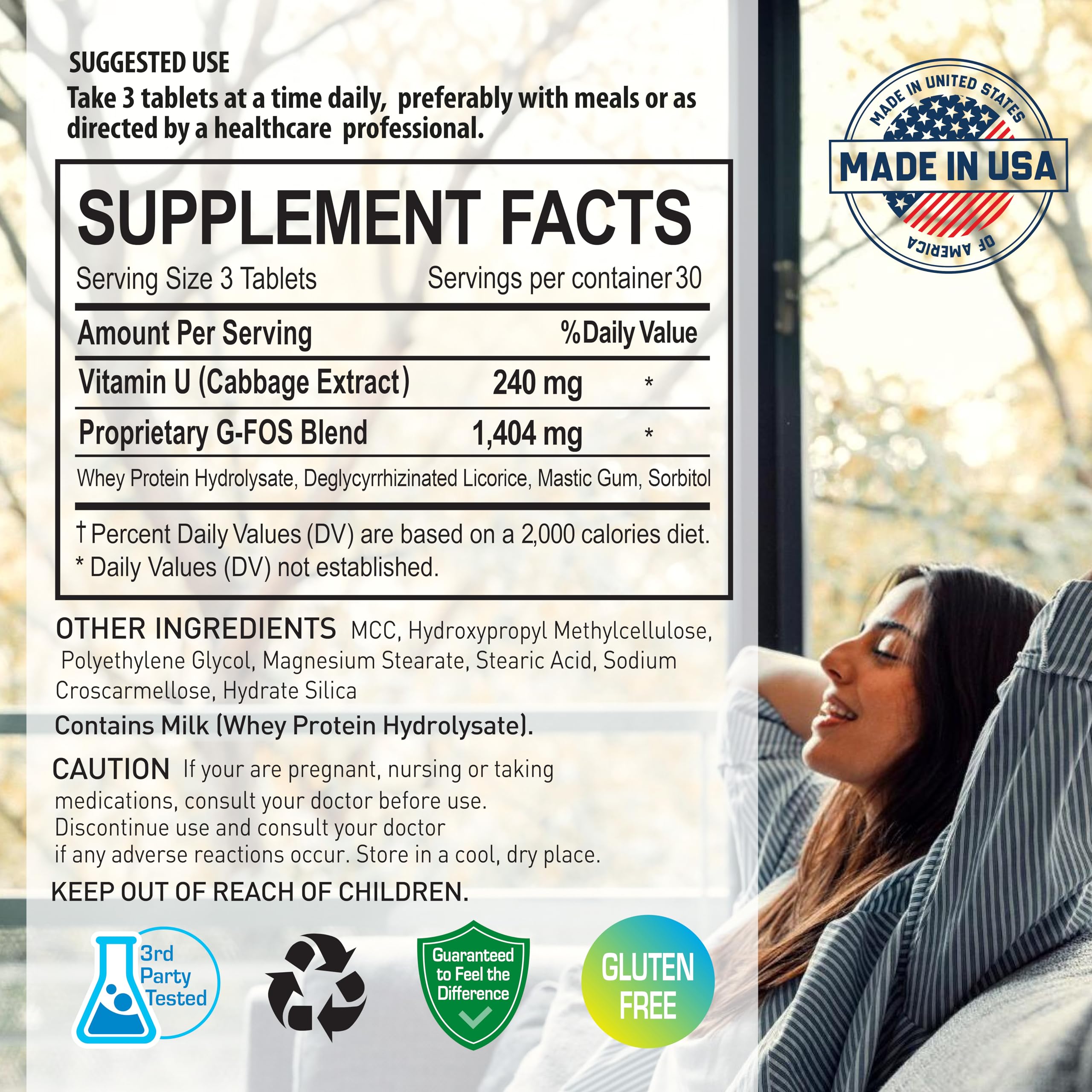 NANOWELL Vitamin U cabbage extract label indicating stomach lining support