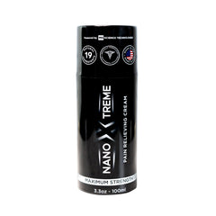 Nanoxtreme Pain Relief Cream bottle pump for targeted relief on sore areas.