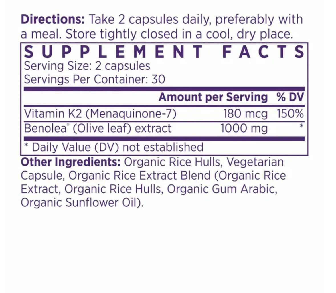 NAOMI BP Advanced vitamin K2 bottle showing 180 mcg MK-7 for arterial health