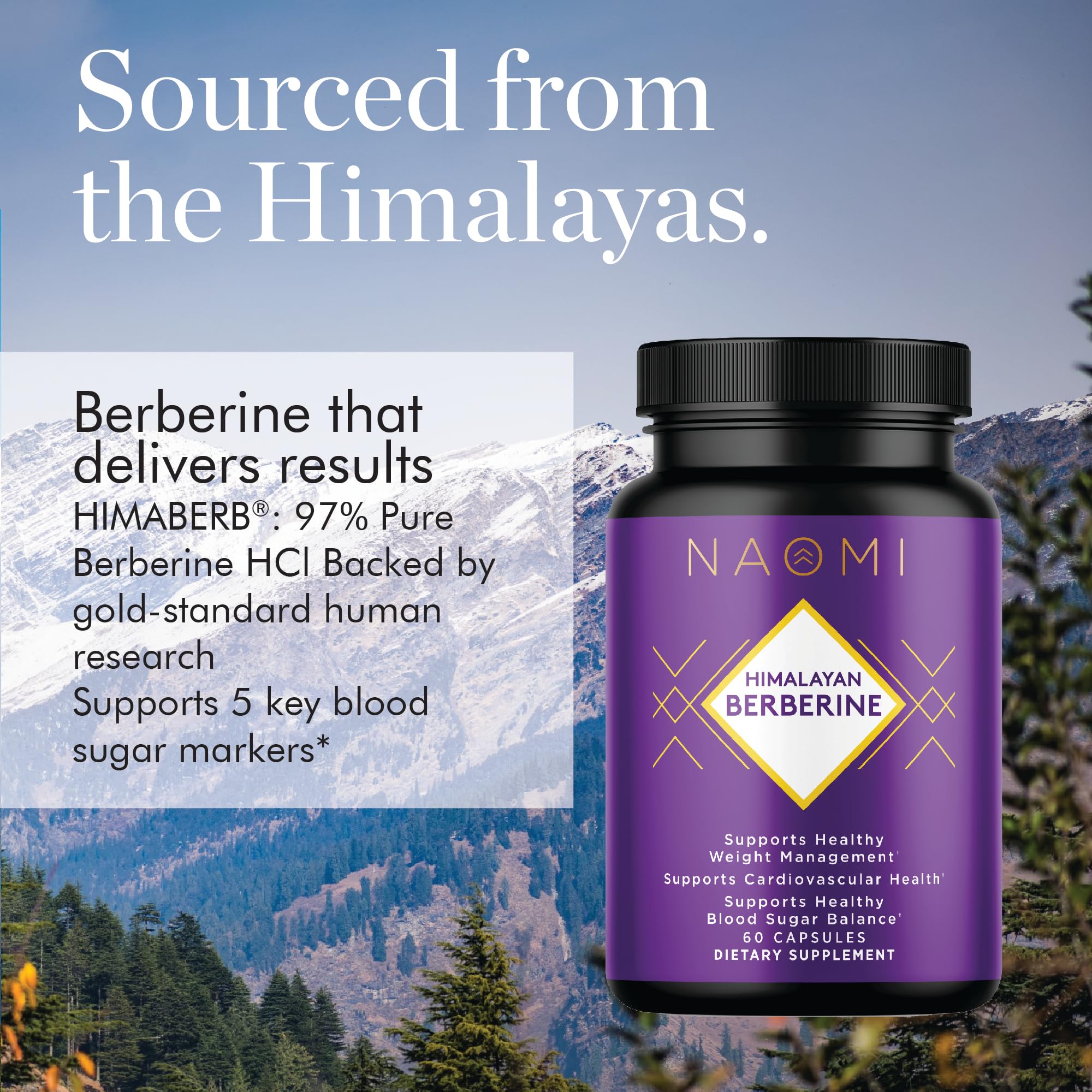 NAOMI Himalayan Berberine label viewed to emphasize quality